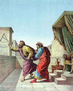 King Hezekiah is given a sign by God through Isaiah that he will live for another 15 years by Raphael