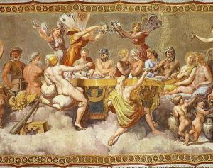 The Banquet of the Gods, ceiling painting of the Courtship and Marriage of Cupid and Psyche 2 by Raphael