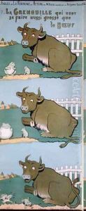 The Frog Who Would Grow as Big as the Ox, from Fables by Jean de La Fontaine 1621-95 by Benjamin Rabier