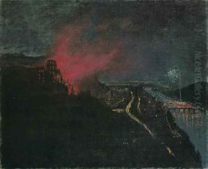 Nachtliches Heidelberg Mit Feuerwerk
