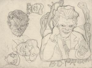 Portratkarikaturen Pankok Und Orlik by Emil Orlik