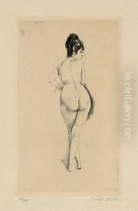 Stehender Weiblicher Ruckenakt by Emil Orlik