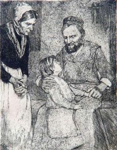 Orlik, Emil: Grandparents With
Grandchild,1896. Etching. Signed And Dated. - Minimally Brownish.
Minimallystained. Reverse Remains Of Old Mounting by Emil Orlik