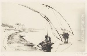 Fischerboote. by Emil Orlik