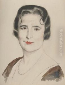 Portrait Einer Dame Mit Perlenkette. by Emil Orlik