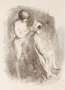 Bei Der Toilette (herrin Und Dienerin) by Emil Orlik