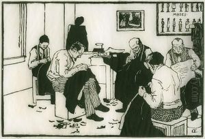 Schneiderwerkstatt Bei Orlik In Prag 1898 by Emil Orlik