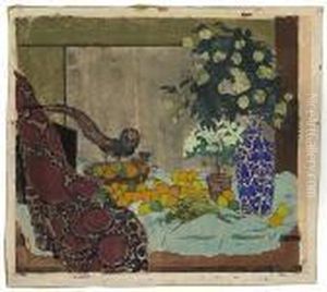 Stilleben Mit Fruchten, Weissen Rosen, Azalee Und Einem Fasan by Emil Orlik
