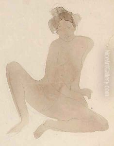 Femme nue assise aux jambes ecartees by Auguste Rodin