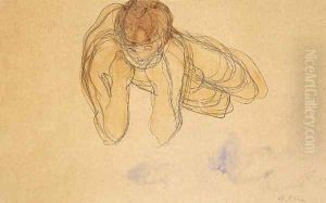 Femme nue couchee de face by Auguste Rodin