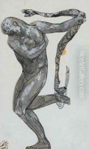 Jeune homme au serpent (etude pour la porte de l'enfer)