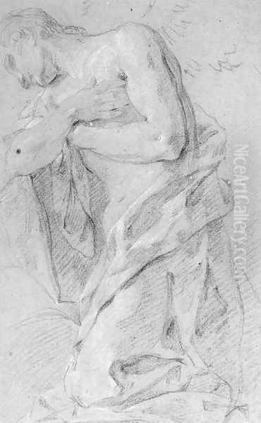 An angel kneeling in adoration - view 1