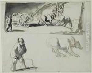 Dray Horses, Cany by Sir William Newenham Montague Orpen