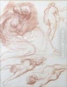 Seated Female Nude And Other Studies