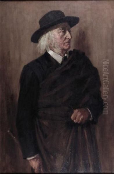 Portraitof An Elderly Artist Wearing A Wide Brimmed Hat - view 1