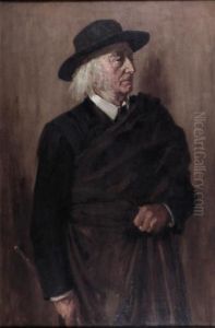 Portraitof An Elderly Artist Wearing A Wide Brimmed Hat by Sir William Newenham Montague Orpen