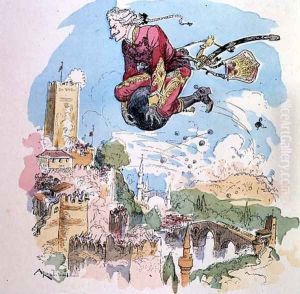 Illustration from The Adventures of Baron Munchausen by Albert Robida