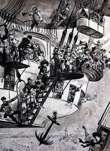 Departure in a Transatlantic Balloon, from The Twentieth Century, 1884 - view 1