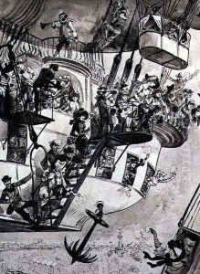 Departure in a Transatlantic Balloon, from The Twentieth Century, 1884