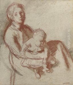 Mother And Child (grace And Mary) by Sir William Newenham Montague Orpen