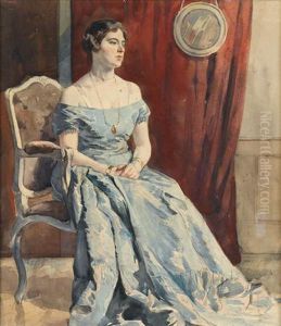 Lady Orpen Seated In An Interior by Sir William Newenham Montague Orpen
