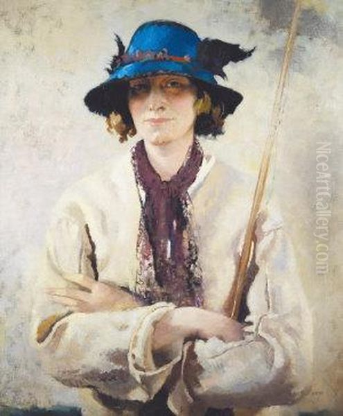 The Blue Hat, Portrait Of Vera Hone From The Angler Series - view 1