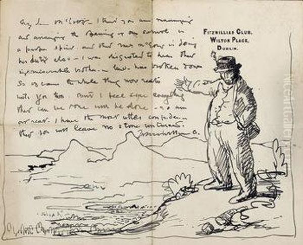 Illustrated Letter To Ambrose Mcevoy - Fitzwilliam Club, Wilton Place, Dublin - view 1