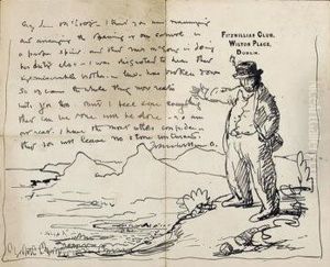 Illustrated Letter To Ambrose Mcevoy - Fitzwilliam Club, Wilton Place, Dublin by Sir William Newenham Montague Orpen