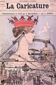 The Improvement to Paris by the Metro, from La Caricature, 19th June 1886 by Albert Robida