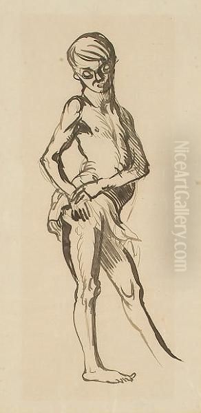Figure Study Of A Boy Standing - view 1
