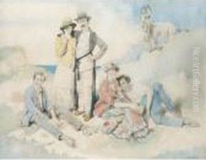 Sheep And Goats: Figures On A Cliff At Howth