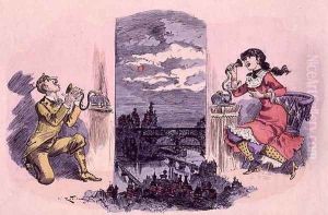 Morality, Tranquility and Happiness - The Telephone Conversation, from The Twentieth Century, 1884 by Albert Robida