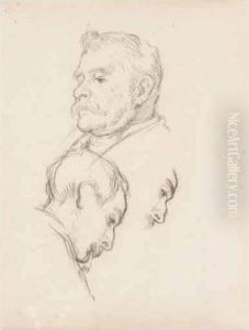 Two Male Head Studies by Sir William Newenham Montague Orpen
