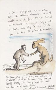 Illustrated Letter To Grace Orpen: Getting More Intimate With Therabbit by Sir William Newenham Montague Orpen