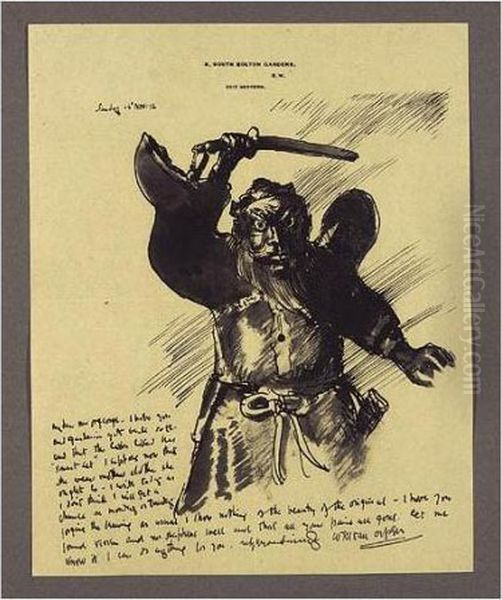 An Illustrated Letter To Mrs St George Depicting A Bearded Warrior - view 1