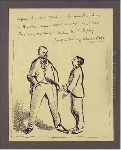 An Illustrated Letter To Mrs St George (orpen Pleading With Sargent) by Sir William Newenham Montague Orpen