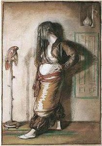 Lady With A Parrot by Sir William Newenham Montague Orpen