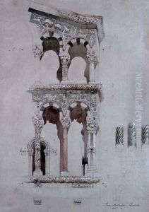 Detail of the facade of San Michele in Foro, Lucca, 1845
