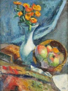 Vase De Fleurs Et Corbeille De Fruits by Manuel Ortiz De Zarate
