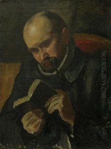 Portrait D'homme Lisant by Manuel Ortiz De Zarate