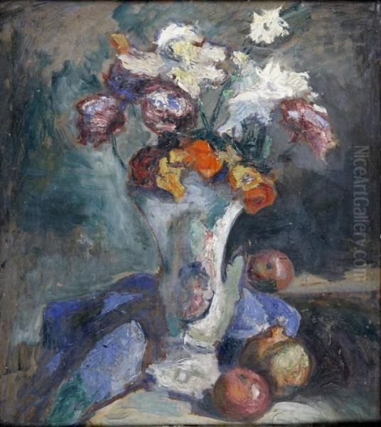 Vase De Fleurs Et Fruits - view 1