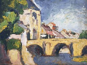 Village Au Bord De La Riviere by Manuel Ortiz De Zarate
