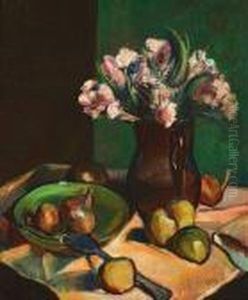 Nature Morte Aux Figues Et Aux Fleurs. by Manuel Ortiz De Zarate