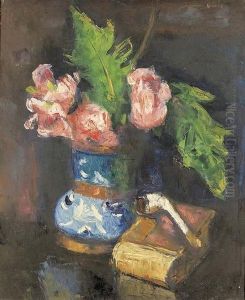 Stillleben Mit Rosen, Buch Und Pfeife. by Manuel Ortiz De Zarate