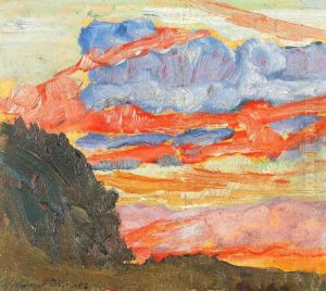 Norrlandskt Landskap Med Solnedgang by Helmer Osslund