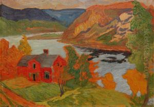 Landskap Med Hus Vid Angermanalven by Helmer Osslund