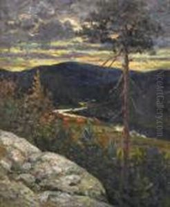 Norrlandskt Landskap I Aftonrodnad by Helmer Osslund