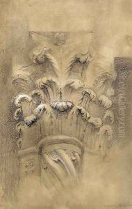 St Anastasia, Capital of central pillar of Western doorway, 1869, Verona by John Ruskin