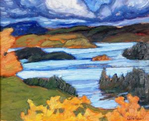 Norrlandskt Alvlandskap I Hostfarger by Helmer Osslund