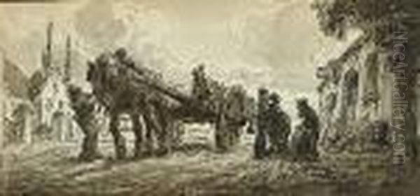 Cheval Et Char Dans Le Village - view 1